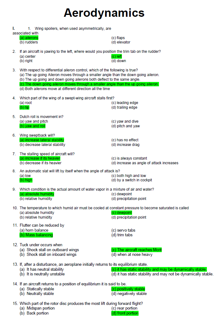 Aeronautical Engineering Licensure Exam Question Bank Reviewer