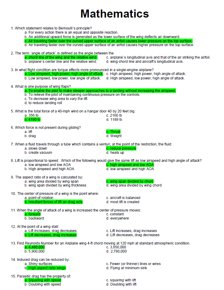 Aeronautical Engineering Licensure Exam Question Bank Reviewer