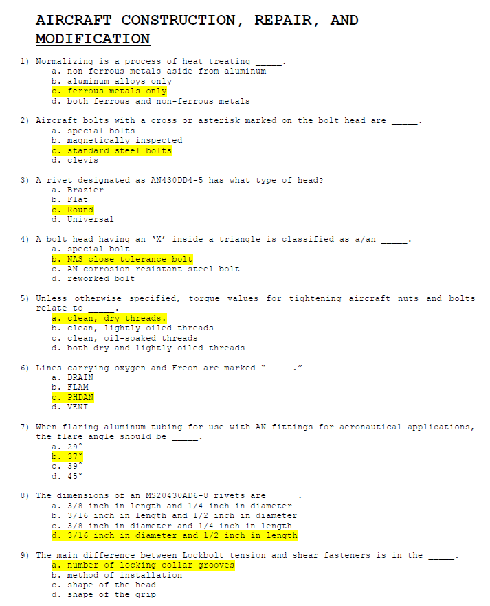 Aeronautical Engineering Licensure Exam Question Bank Reviewer