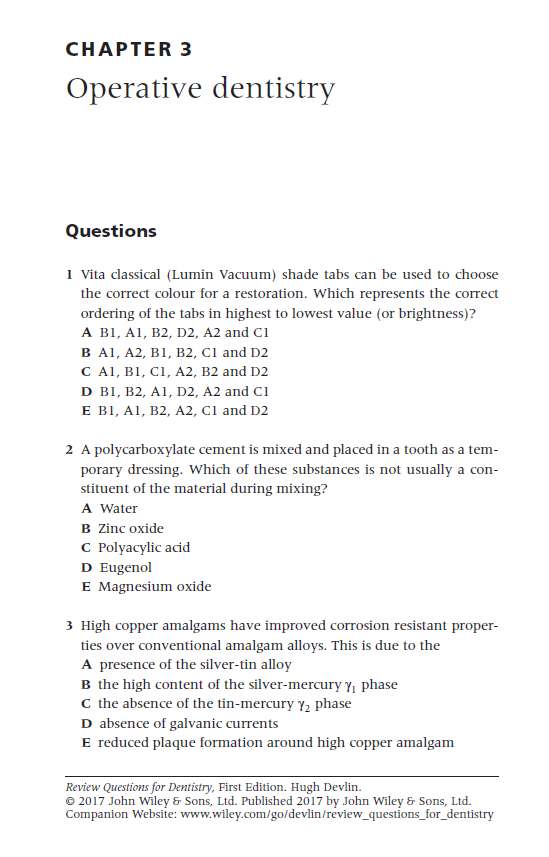 Review Questions in Dentistry