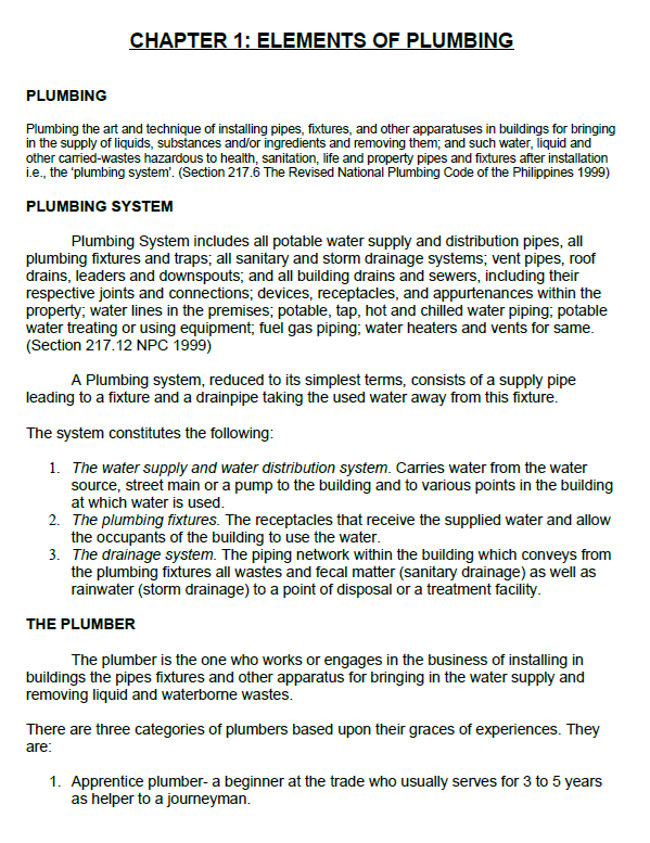 Master Plumber Licensure Exam Reviewer