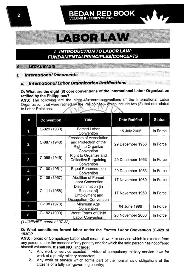 Bedan Redbook 2025 Labor Law and Social Legislations