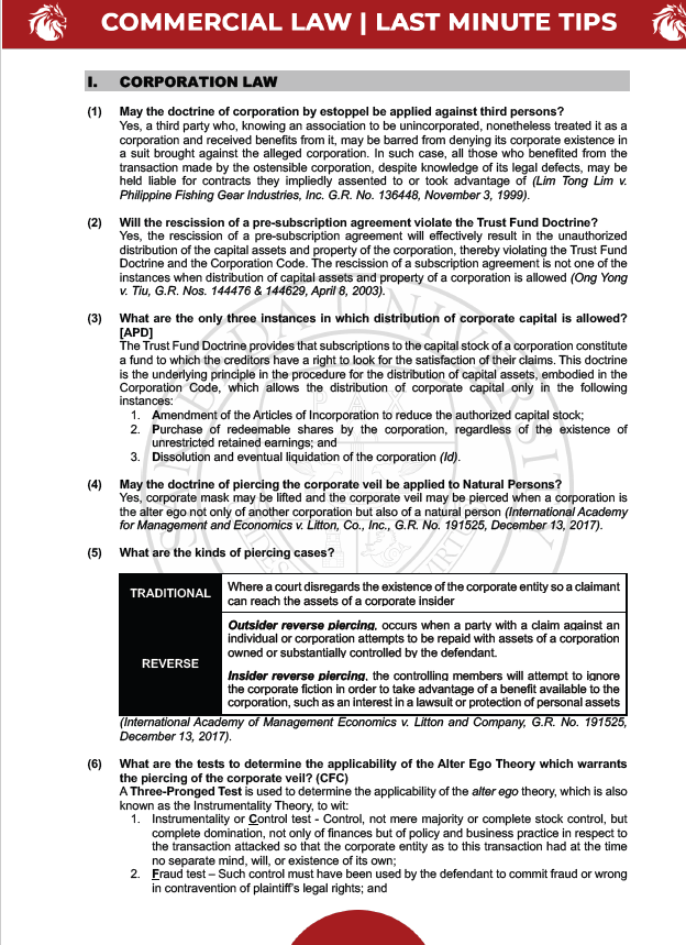San Beda Bar Exam Last Minute Tips 2024-2025