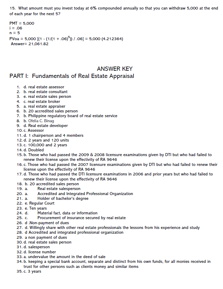Real Estate Appraiser Licensure Exam Reviewer