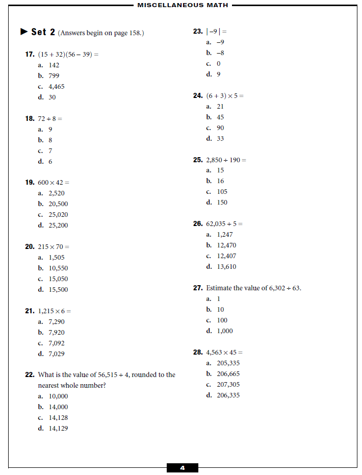 Math Problems with Answers and Solution - Fractions, Decimals, Percentages, Algebra & Geometry