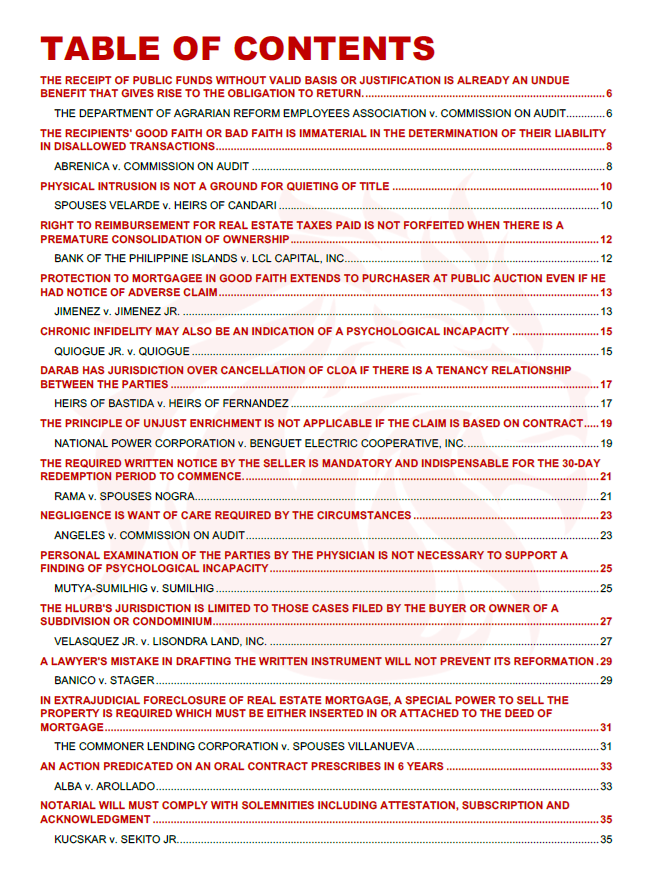 San Beda Case Digest 2024-25  Bar Exam Reviewer