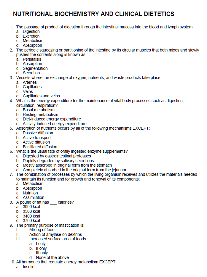 Nutritionists-Dietitians Licensure Exam Reviewer