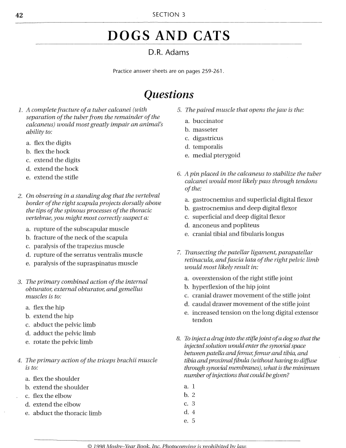 Mosby's Veterinary Board Exam Reviewer Q and A Basic Sciences