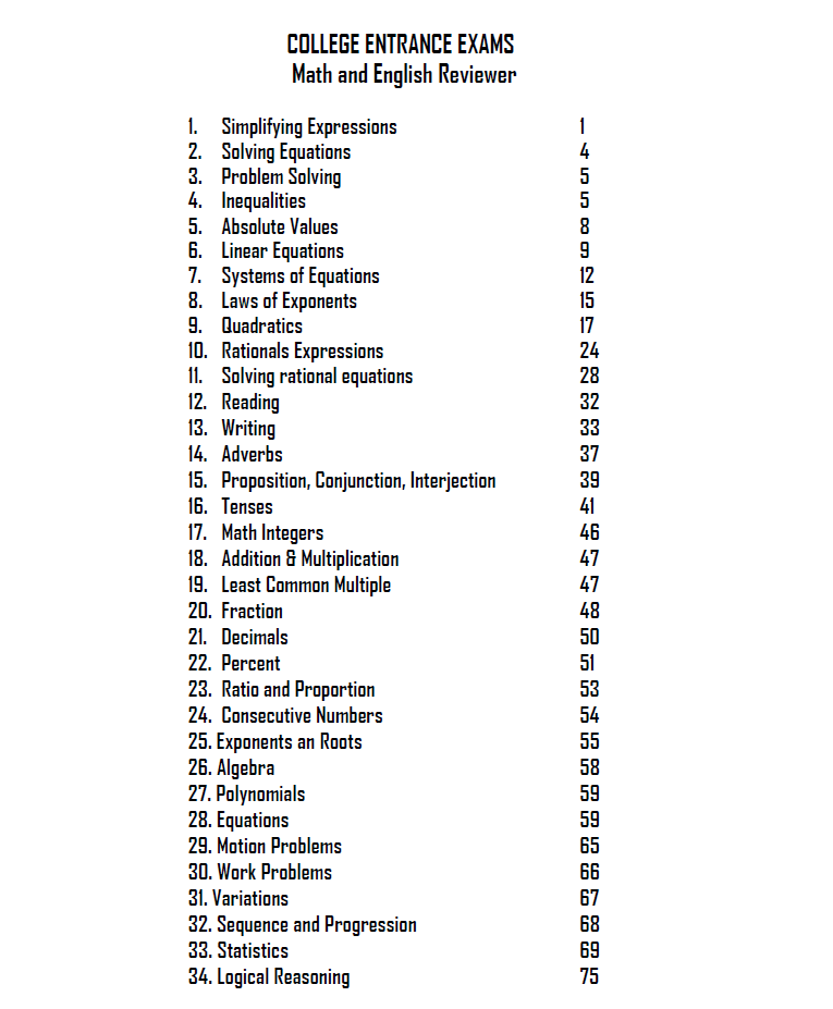 La Colegio College Entrance Exam Reviewer