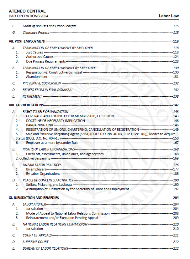 Reviewer Ateneo Blue Notes 2024 - LABOR LAW Bar Exam Reviewer