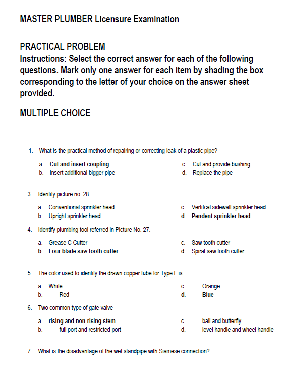 Master Plumber Licensure  Exam Reviewer