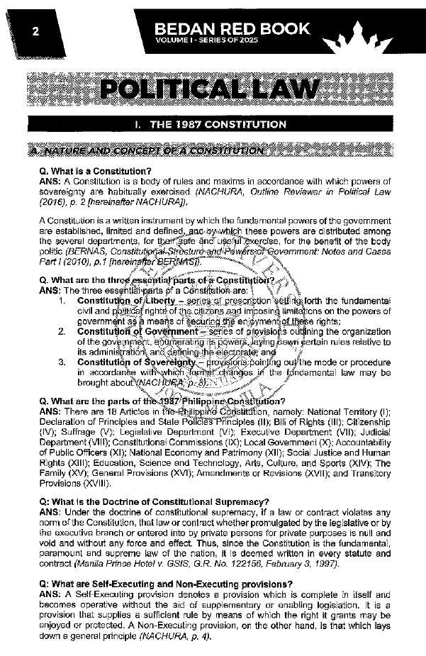 Bedan Redbook 2025 Political and International Law