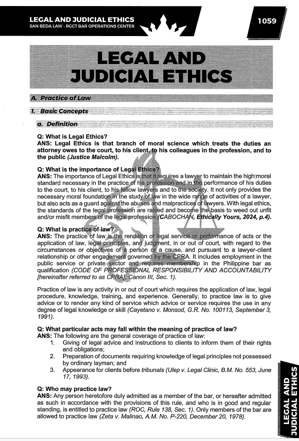 Bedan Redbook 2025 Legal and Judicial Ethics