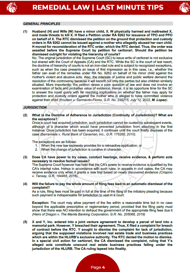 San Beda Bar Exam Last Minute Tips 2024-2025