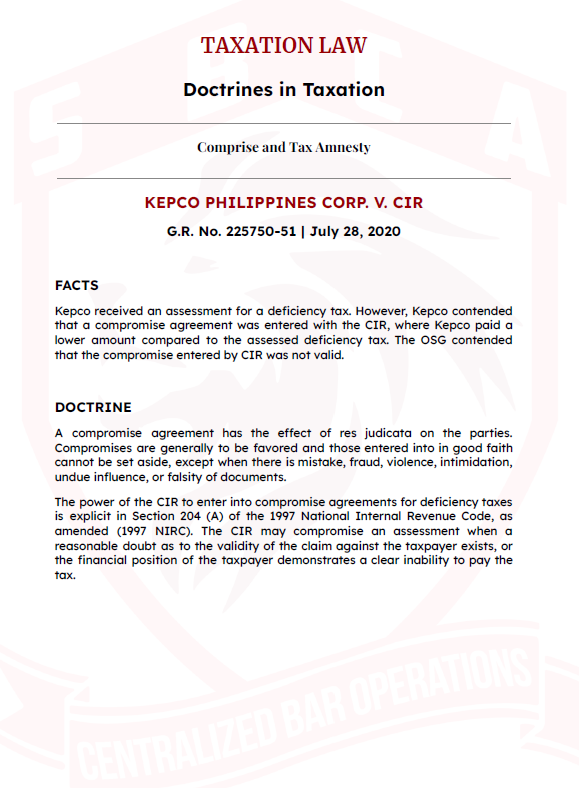 San Beda Bar Exam 2024 DOCTRINES (All Bar Subjects)