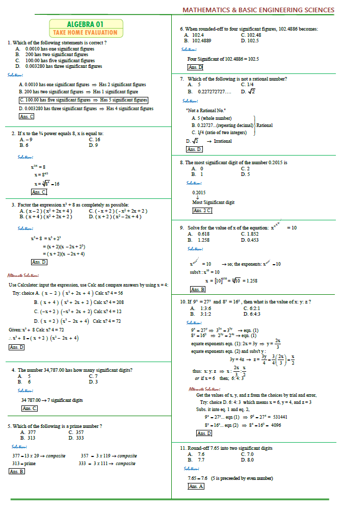 Mathematics and Basic Engineering Sciences Licensure Exam Reviewer