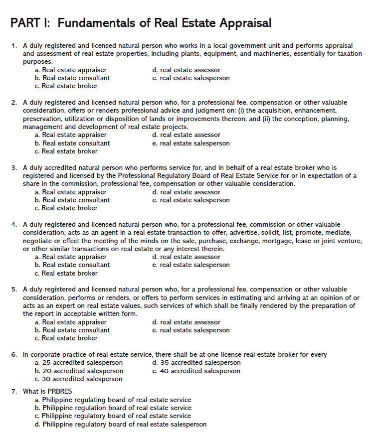 Real Estate Appraiser Licensure Exam Reviewer