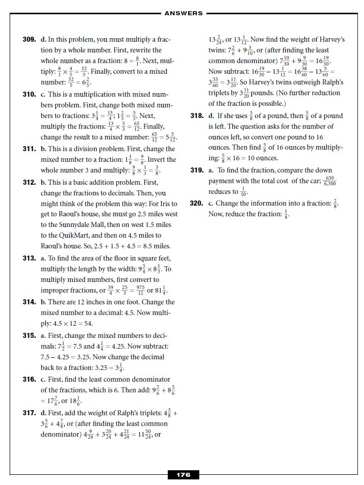Math Problems with Answers and Solution - Fractions, Decimals, Percentages, Algebra & Geometry