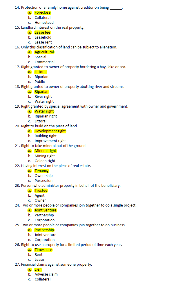 Real Estate Broker Licensure Exam Reviewer